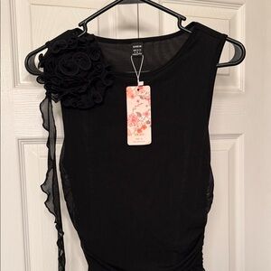 SHEIN Black Top with Floral Accent